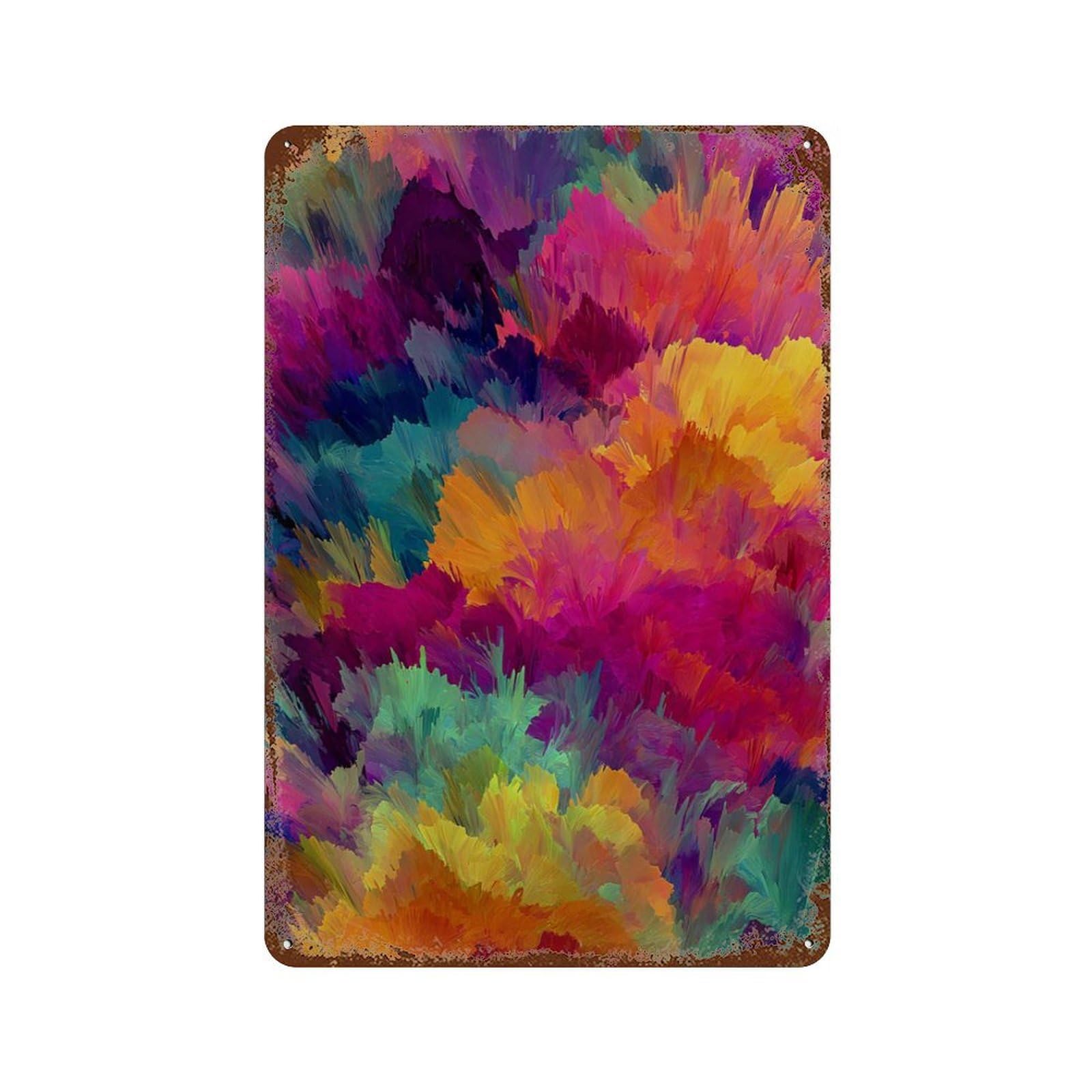 xiaoxiaoshen Abstract Color Explosion Vibrant Modern Bold Rainbow Brushstroke Home Or Office Wall Decor Art Metal Tin Poster Modern Home Decor Art Home Bar Shop Decorations Vintage Sign 30x20cm