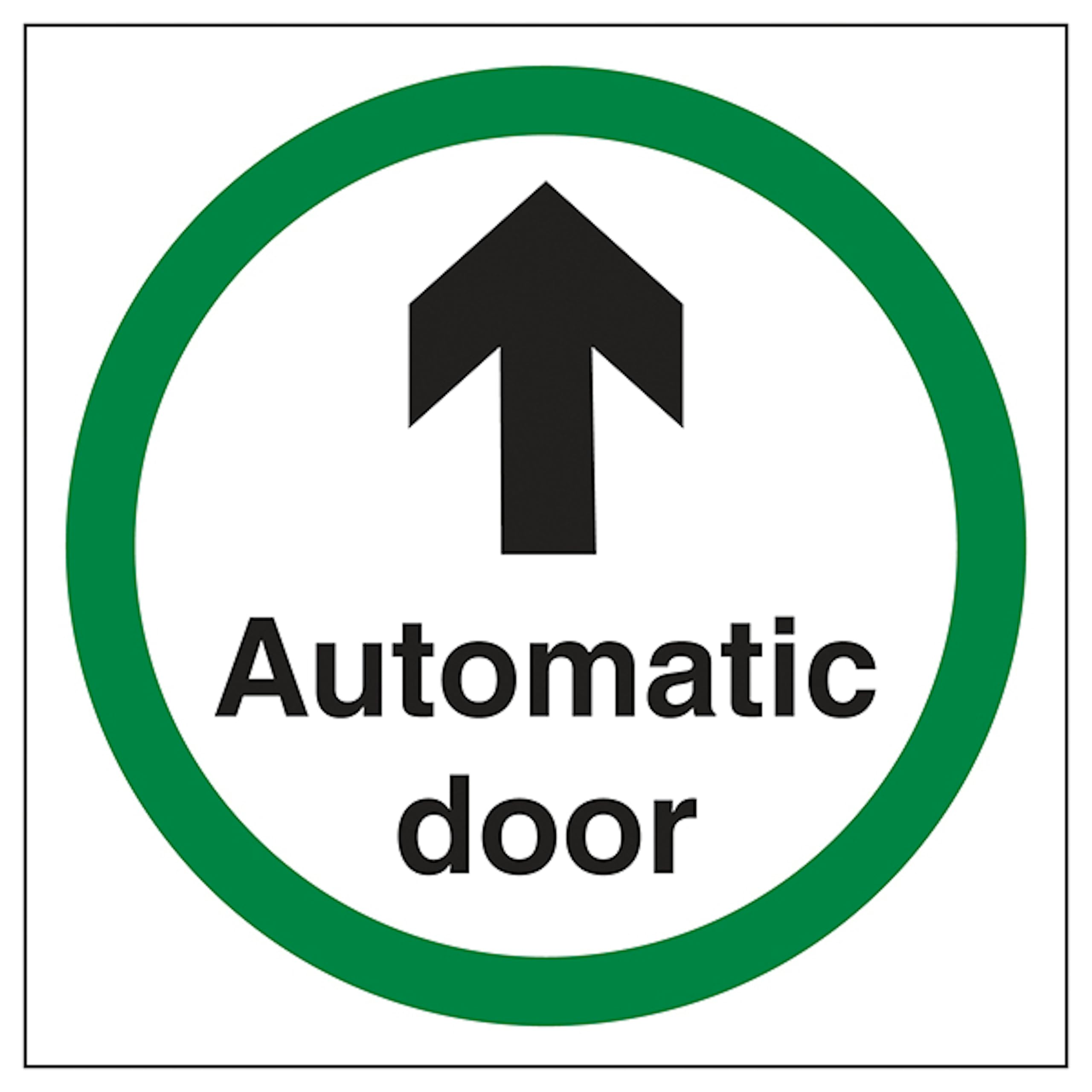 V Safety Automatic Door Arrow Ahead 150 x 150 mm - 2mm Super-Tough Rigid Plastic Safety Sign