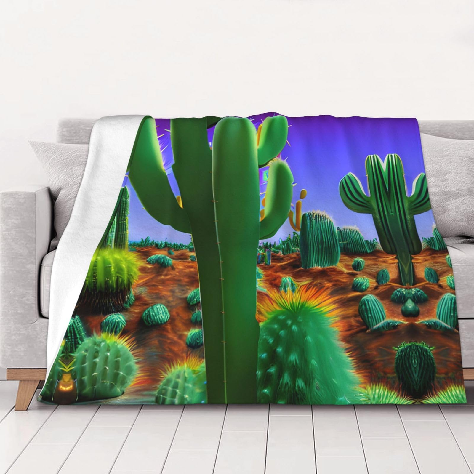 Couverture motif cactus en tissu premium grand confort pour lit et canapé