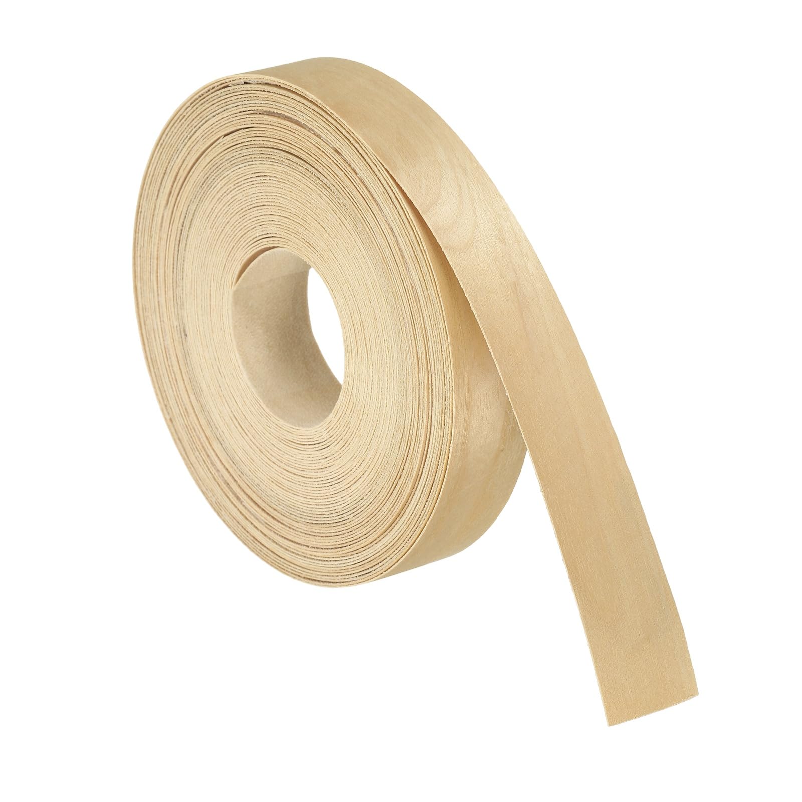 sourcing map 2.5cm x 15m Wood Veneer Edge Banding, Pre-Glued Flexible Birch Edging Strips, Iron on with Hot Melt Adhesive Wood Tape for Cabinet Repair and Furniture Restoration