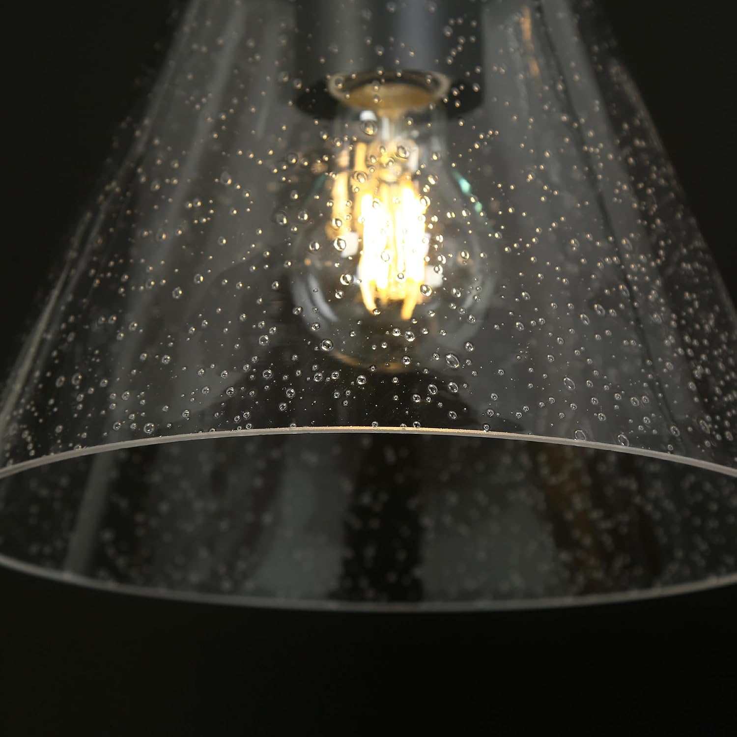 KSANA Island Light for Kitchen, 42" Black Seeded Glass Dining Room Light Fixture Over Table, 3-Light Linear Island Pendant Lighting for Dining Table Kitchen Island Living Room Pool Table