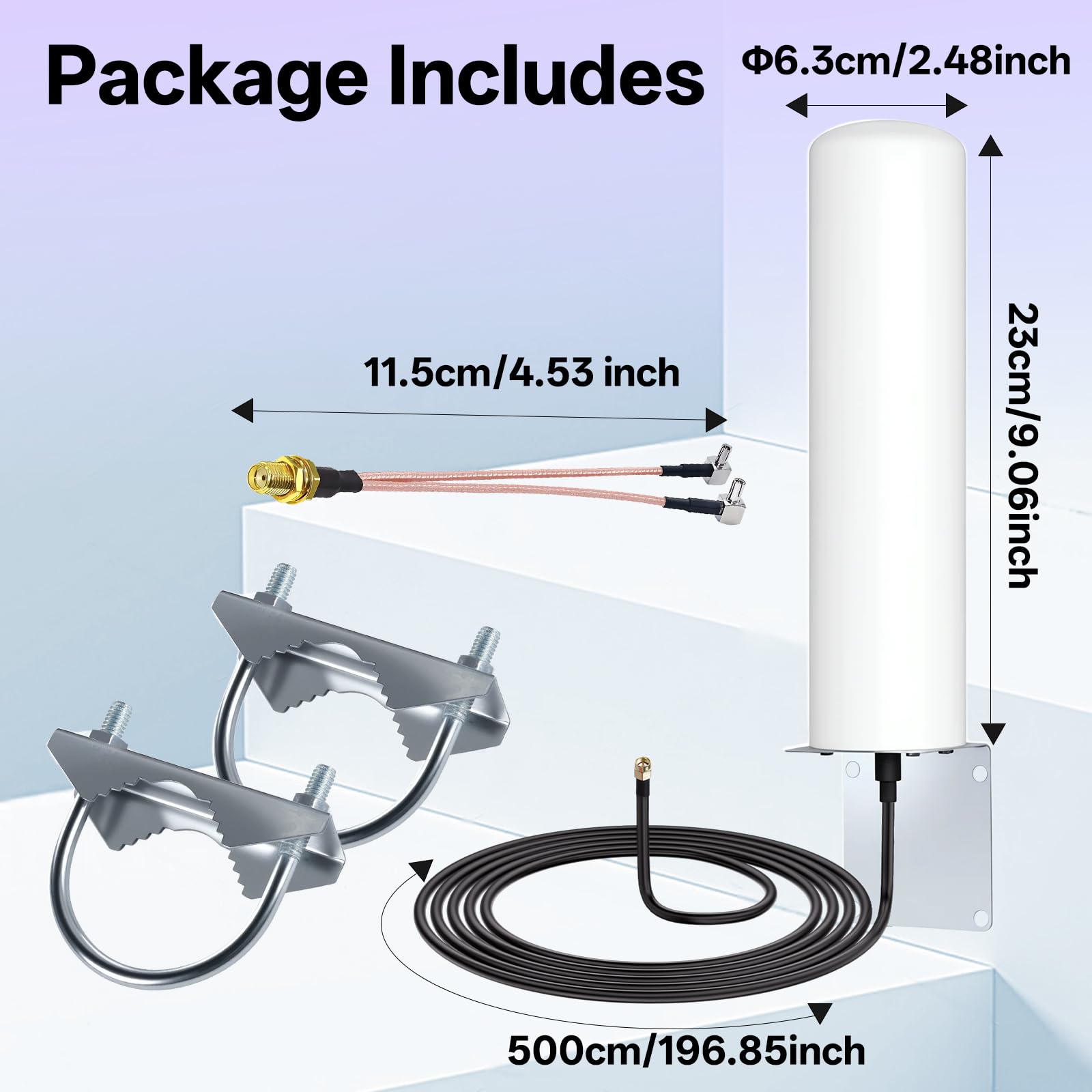 10-12dBi Antenna 4G LTE Antenna Esterna a Lungo Raggio con Spina SMA/Adattatore Doppio Connettore TS9Antenna Compatibile con HuaweiZTE 4G LTE Hotspot Router ModemNetgearNighthawk M1 MR1100