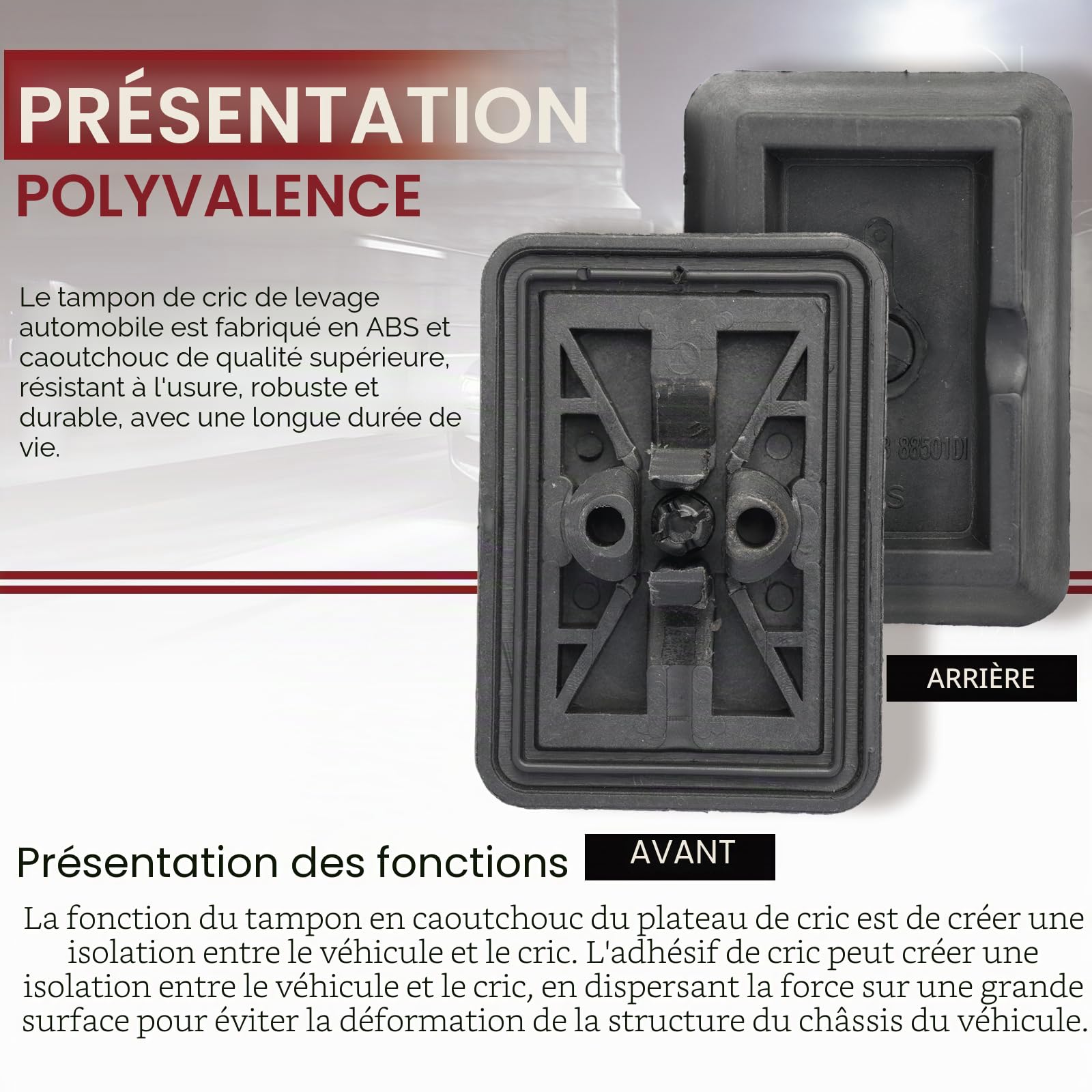 4 pièces de support de cric avant et arrière, cric rectangulaire en plastique, coussin de cric sous support de véhicule 51718268885 pour BMW E36 E46 E63 E64 E65 (4 pièces)