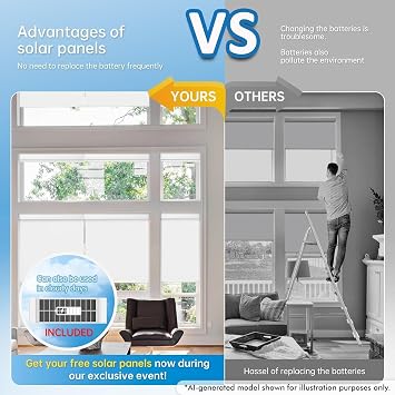 DENFOON Motorized Blinds with Remote,Thermal Electric BlindsSolar Panel,Customizable Automatic Roller Shades, Blackout Remote Control Blinds for Windows Upgrade to smart Blinds, White,34 W x 72 H