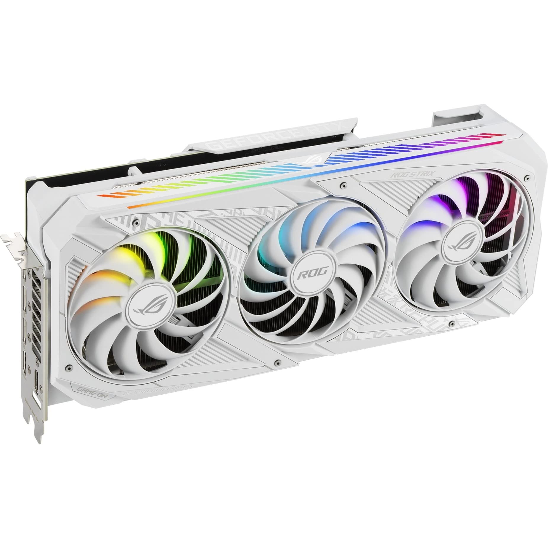 ASUS ROG Strix NVIDIA GeForce RTX 3080 V2 White Edition Gaming Graphics Card (PCIe 4.0, 10GB GDDR6X, LHR, HDMI 2.1, DisplayPort 1.4a, White Color ASUS ROG Strix NVIDIA GeForce RTX 3080 V2 White Edition Gaming Graphics Card (PCIe 4.0, 10GB GDDR6X, LHR, HDMI 2.1, DisplayPort 1.4a, White Color