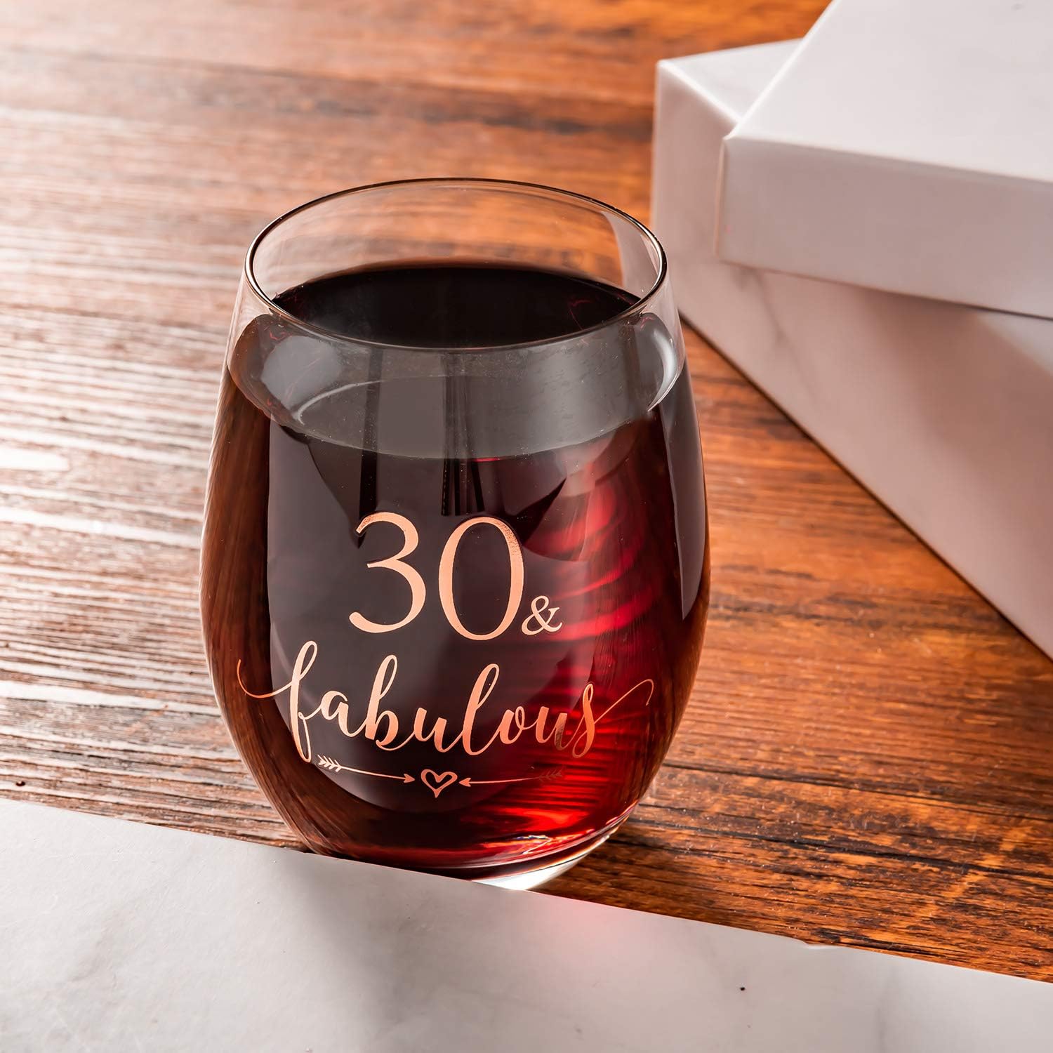 Crisky Rose Gold 30 & Fabulous Wine Glass for Women 30th Birthday Gifts Funny Ideas for Women, Wife, Mom, Sister, Aunt, Friends, Coworker, Her Rose Gold Foil 30 & Fabulous 14oz, with Box - Image 6