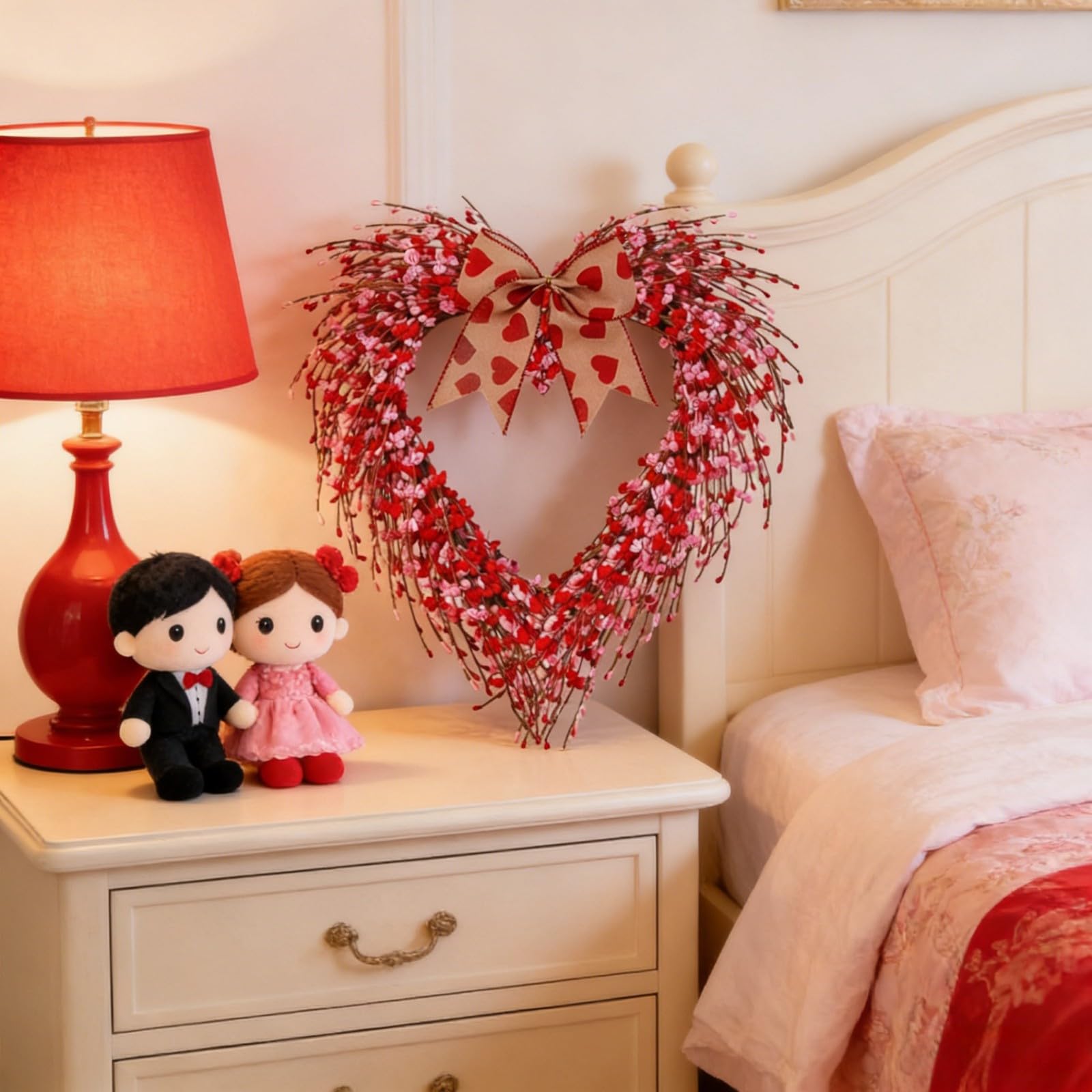 hogtnd Valentine's Day Flower Wreath Ornament. Valentine's Day Flower Wreath Ornament for Home Decoration