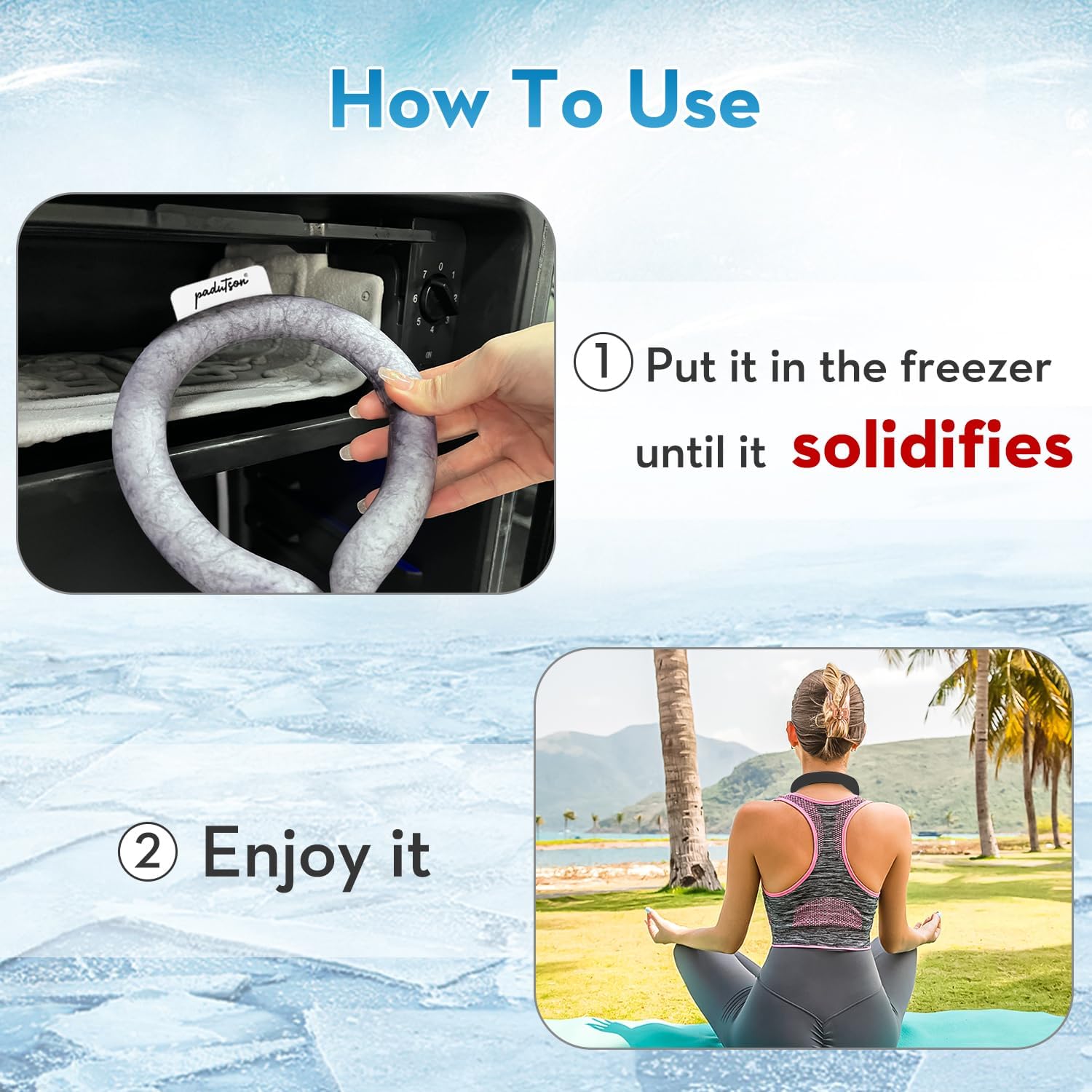2PCS Neck CoolingTube, Reusable Ice Coolers Wearable Body CoolingProducts, Neck Coolers for HotWeather (Black*2)