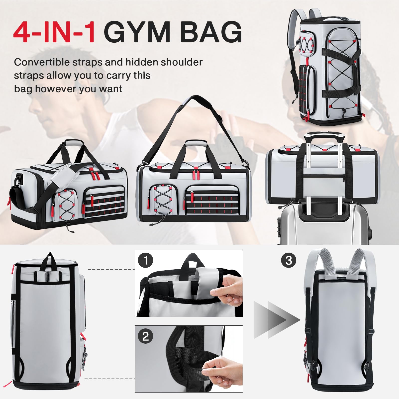 Sac de Sport 35l, Sac De Voyage avec Compartiment à Chaussures, Compartiments Sec Et Humide, Poche éTanche, pour Hommes Et Femmes, IdéAl pour des Vacances Relaxantes