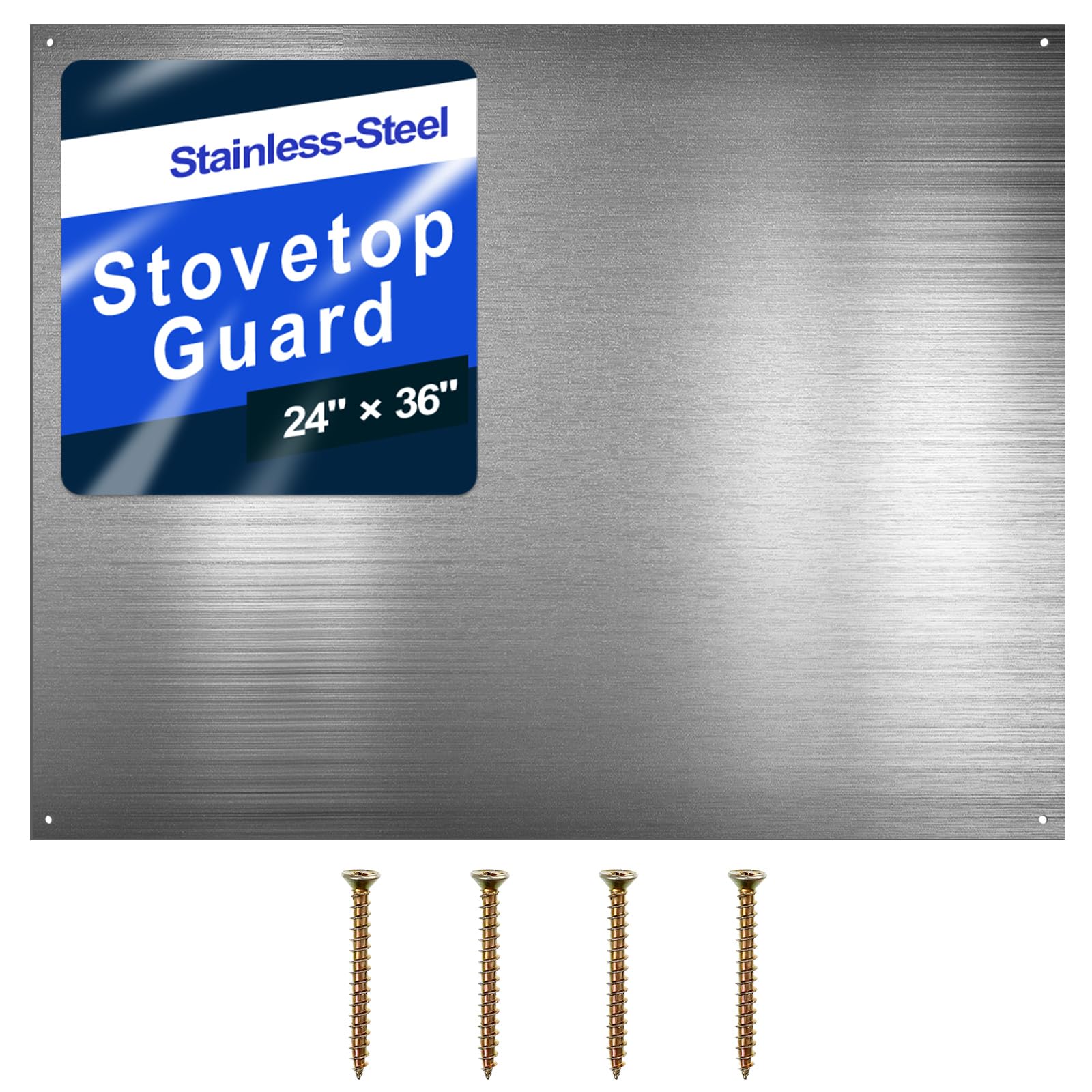 Pelopy 24 by 36 Inch Reversible Stainless Steel Backsplash Metal Backsplash Kitchen Stove Behind Metal Sheet Panels with 4 Pre Drilled Holes and Screws for Wall Protector(1 Pack)