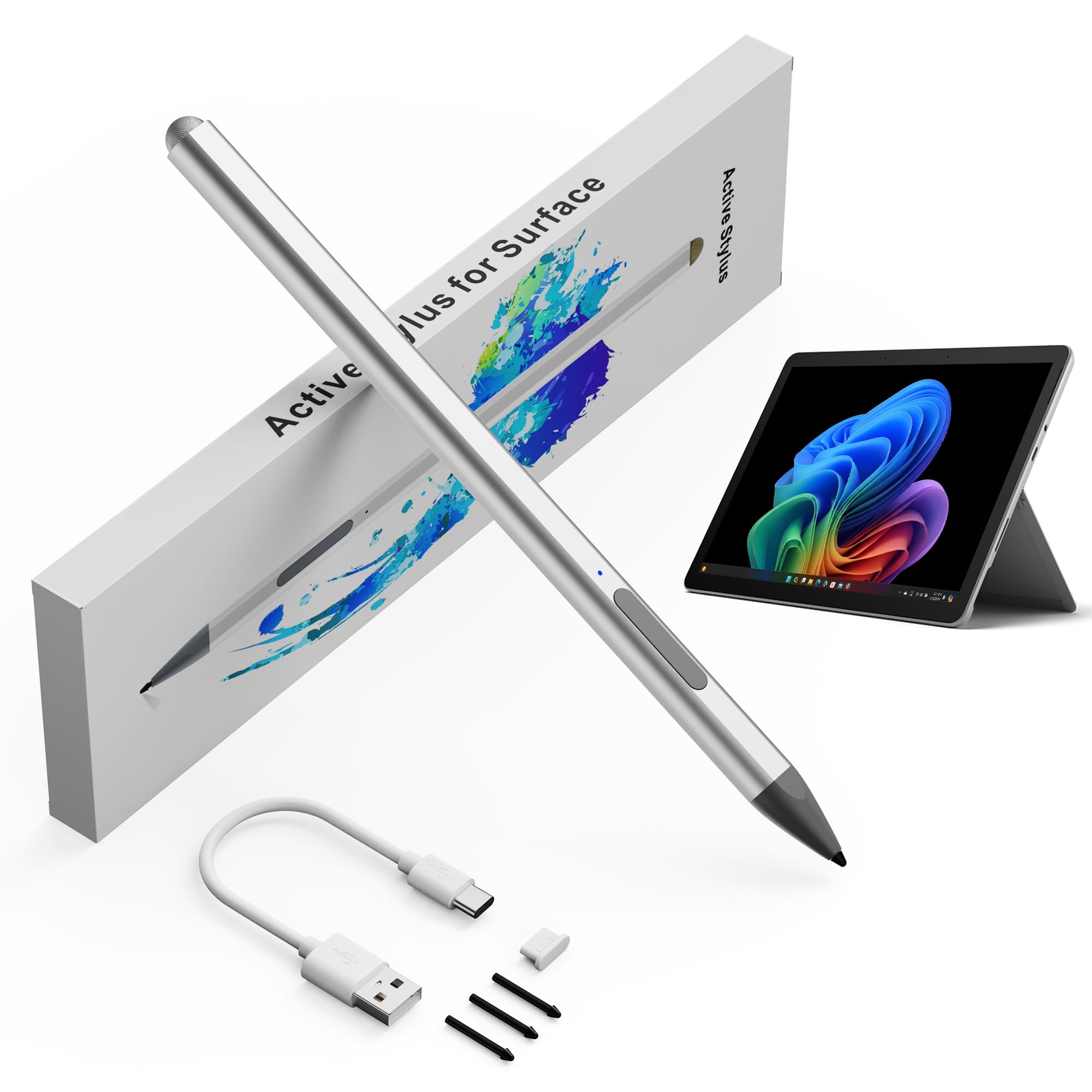 Surface Pro Stylus Pen for Surface Pro 12/11/10/9/X/8/7/6/5/4/3 - USB-C Fast Charge, 4096 Pressure Sensitivity, Palm Rejection & Magnetic Attachment, Works with Go/Book/Laptop/Studio-image-39