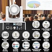 Vista 24 de SMTAV PTZ Camera,30X NDI PTZ Camera with AI Tracking and HDMI/SDI/USB3.0/IP Streaming Outputs for Church,Conference,Events,Teaching
