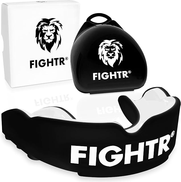 FIGHTR® Premium Gum Shield - for better breathing & easily adjustable | sports mouth guard for boxing, MMA, rugby, muay thai, hockey and martial arts | incl. hygienic box
