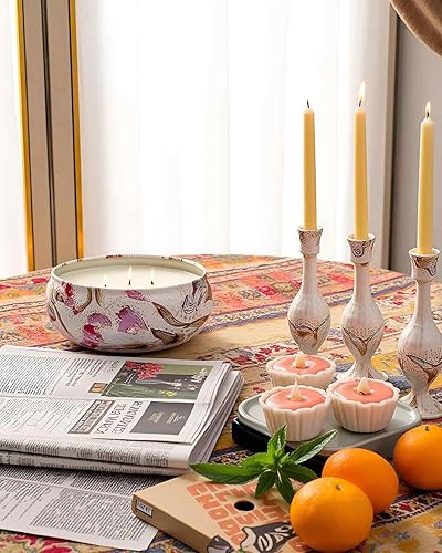 Miniatura 2 de M&SENSE Vela de soja con aroma a rosa mimosa de 12 onzas, más de 40 horas de tiempo de combustión, vela de aromaterapia natural de 3 mechas