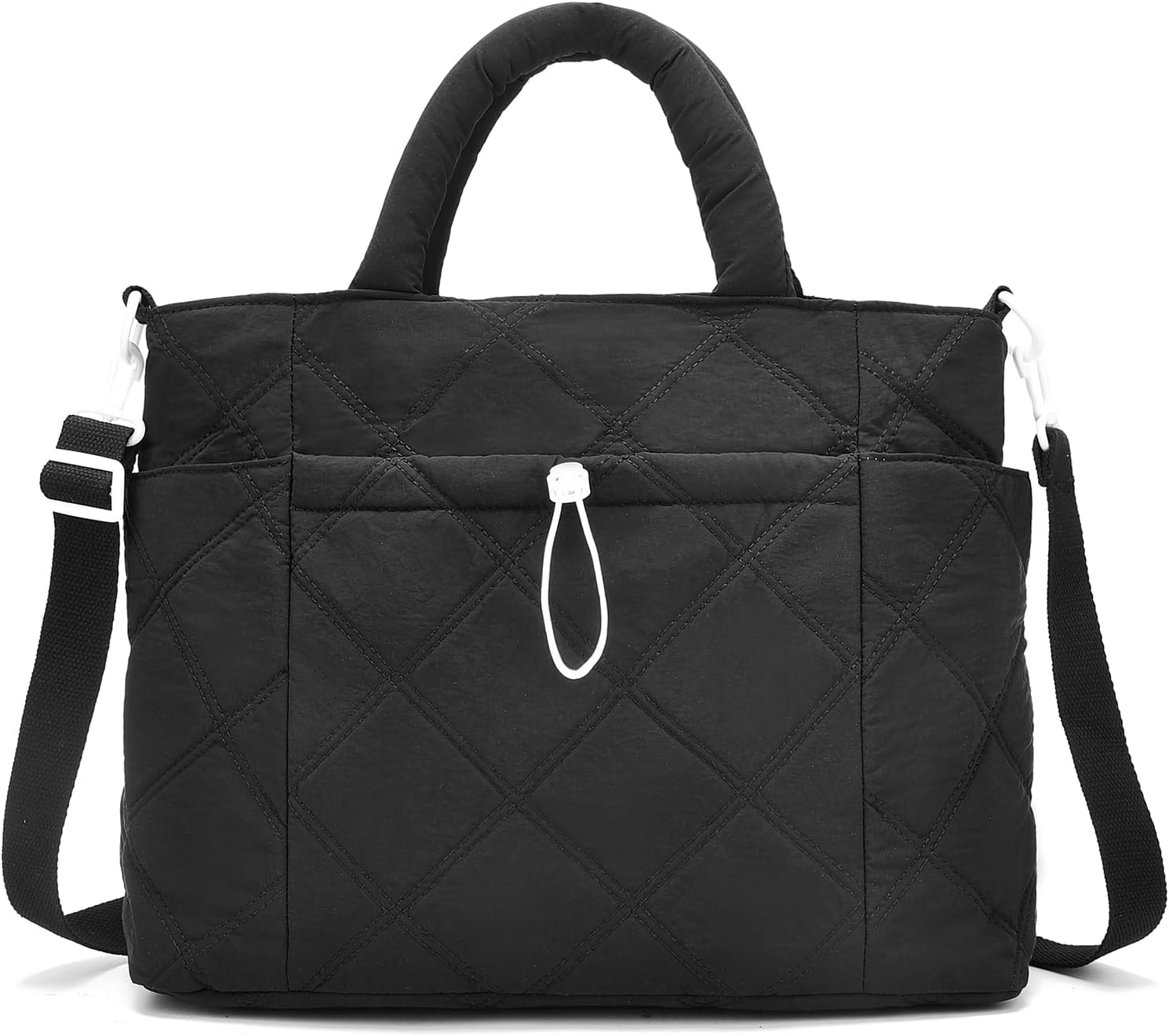 I IHAYNER Puffer Tote Bag for Women Lightweight Top Handle Handbag Large Shoulder Bag with Zipper for Travel Work