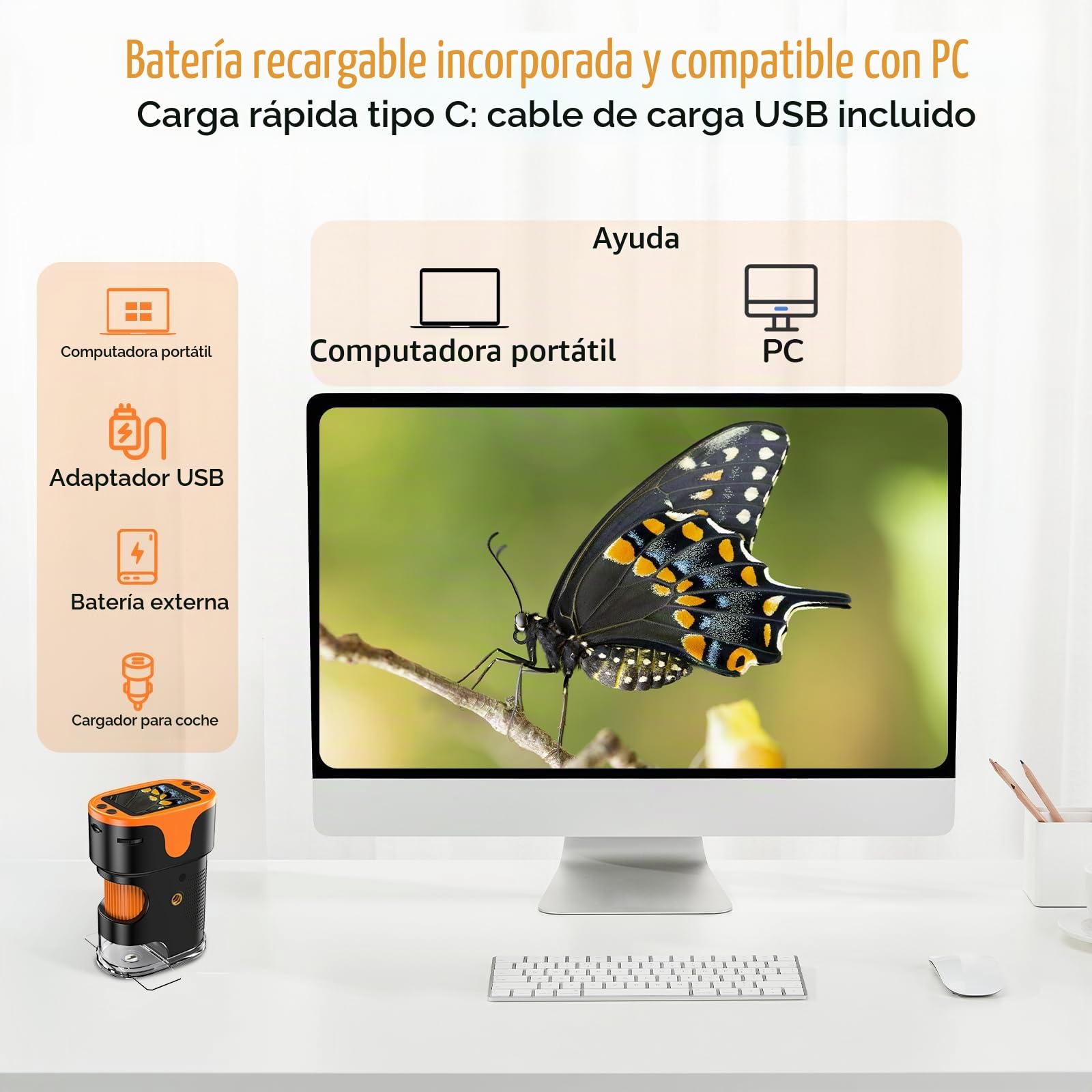 Microscopio para niños con lupa móvil para niños y niñas de 4 a 12 años