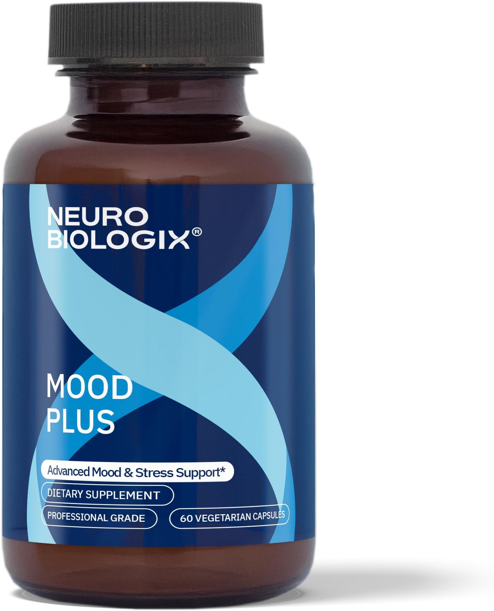 Neurobiologix Mood Plus for Men and Women, Mood & Stress Support Supplement with GABA, 5-HTP, Ashwagandha, Magnesium & Chamomile for Emotional Balance, Relaxation & Serotonin Support, 60 Capsules