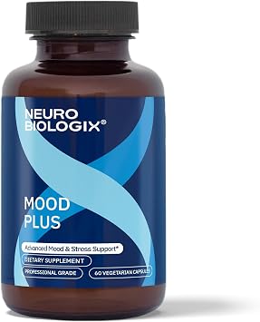 Neurobiologix Mood Plus for Men and Women, Mood & Stress Support Supplement with GABA, 5-HTP, Ashwagandha, Magnesium & Chamomile for Emotional Balance, Relaxation & Serotonin Support, 60 Capsules
