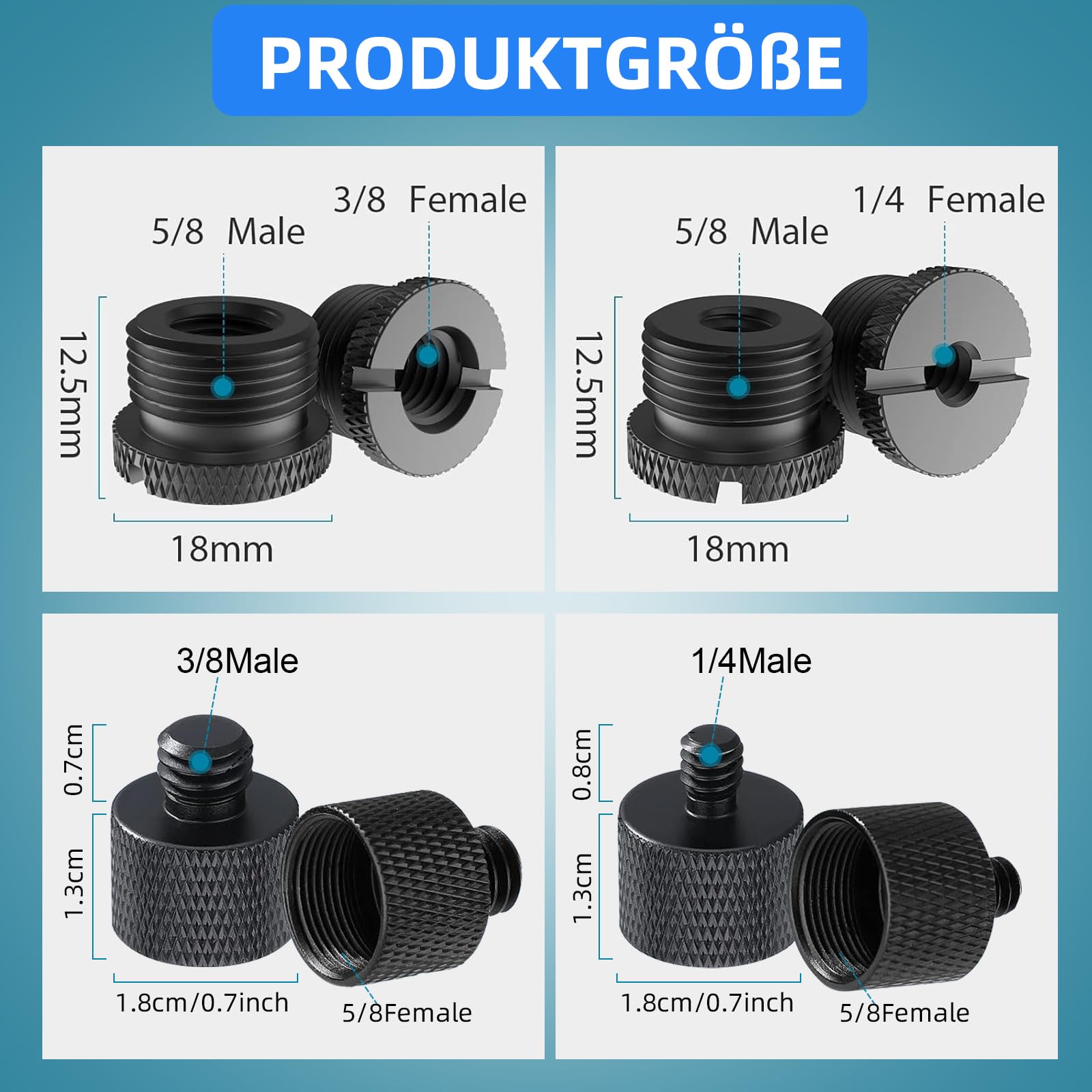 8 adattatori per supporto microfono, adattatore per microfono da 3/8 a 5/8 8 adattatori per supporto microfono, adattatore per microfono da 3/8 a 5/8