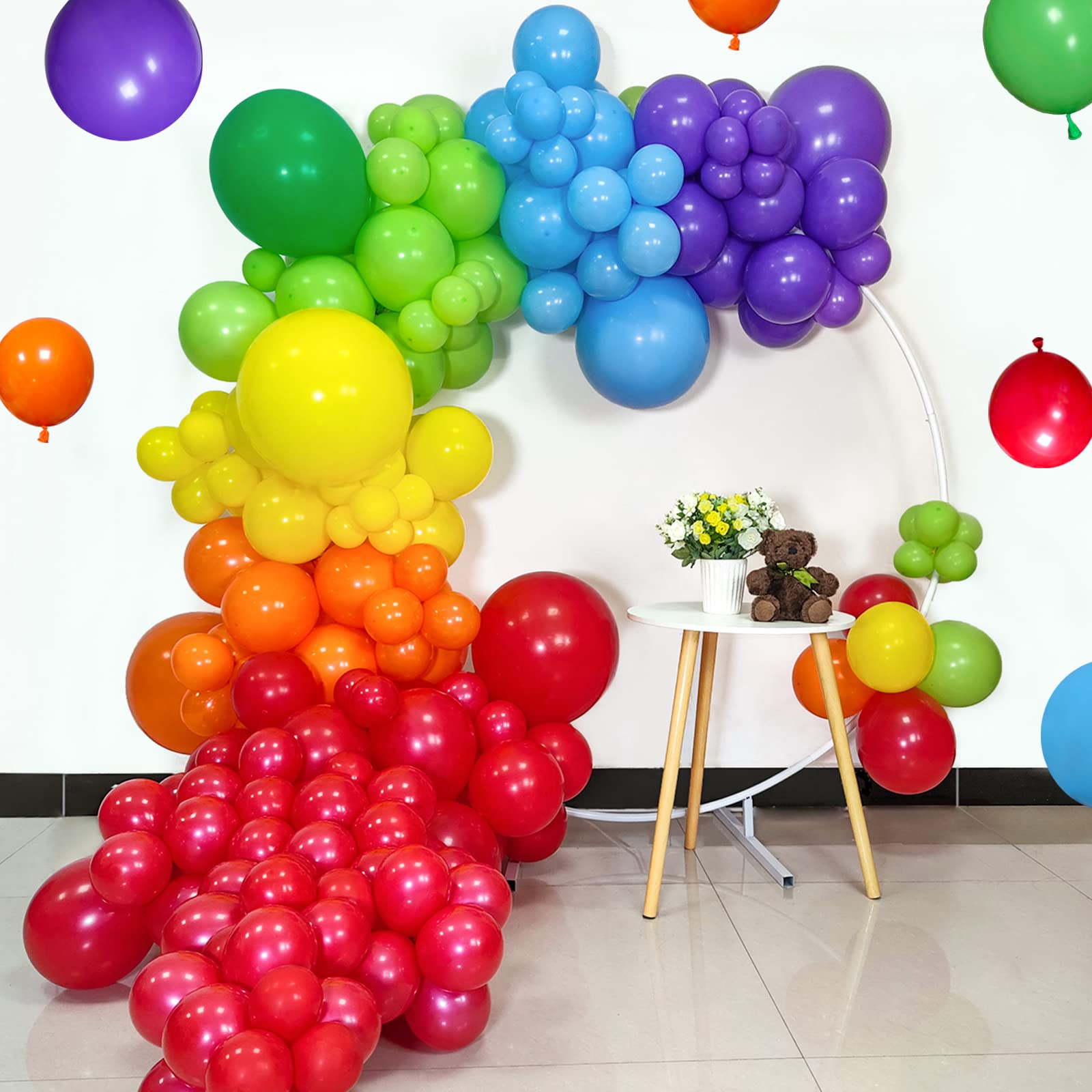 Rainbow Balloons Arch Garland Kit 5 12 18 Inch Assorted Color Latex Party Balloons for Birthday Wedding Colorful Festival Decoration Pack of 111(Multi).
