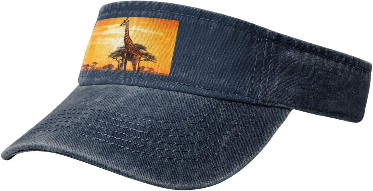 Silhouette of Giraffes Print Sport Sun Visor Hats Cotton Ball Caps Empty Top Baseball Sun Cap for Men Women