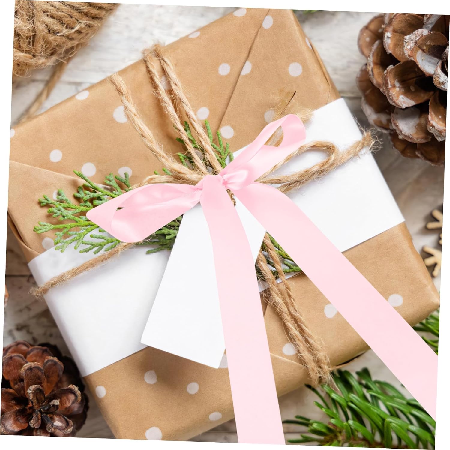 ORFOFE Wide Single-Sided Dense Polyester Wrapping Ribbon Yards for Boxes DIY Crafts Bouquet Decoration Packing Bowknot Strap Elegant Present Wrap Ribbon
