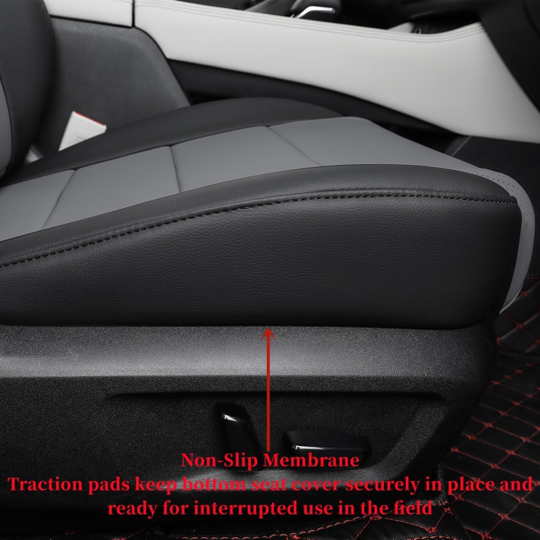 coverdream Traverse Seat Covers Full Set for 2018-2023 Chevy Traverse L,LS LT SUV Seat Covers, 8 Seats with 6 Headrests,Fully Covered Luxury Waterproof Leather Car Seat Protector(Black/Gray)