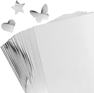 30 Sheets Metallic Silver Cardstock Paper - A4 Size (250gsm), Mirror Finish Silver Foil Board for Crafting, Invitations, and Decorations - Die Cut and Plotter Compatible