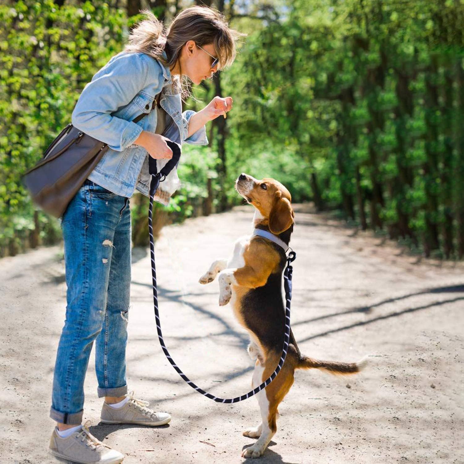 KANISYA Dog Training Leash Belt for 4FT Nylon Rope Cord Pet Walking Leashes for Small and Medium Sized Pet Thick Reflective Heavy Duty Rope with Anti Slip Padded Cord for Cats Pets with Strong Hook 1