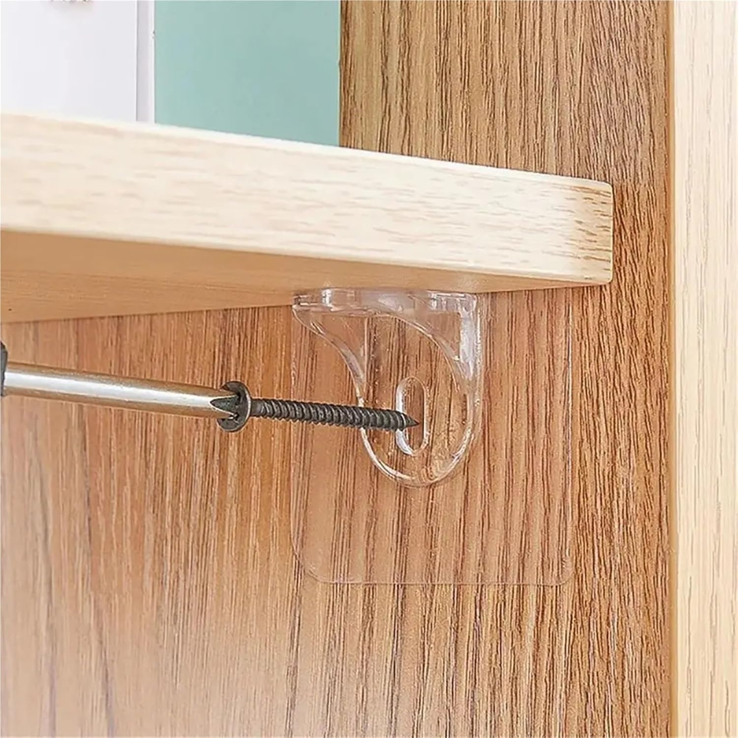 Closet Rod Bracket 80/100Pcs Shelf Support Hooks Clear Self Adhesive Partition Plate Holder Without Trace Punch-Free Cabinet Bracket(100Pcs)