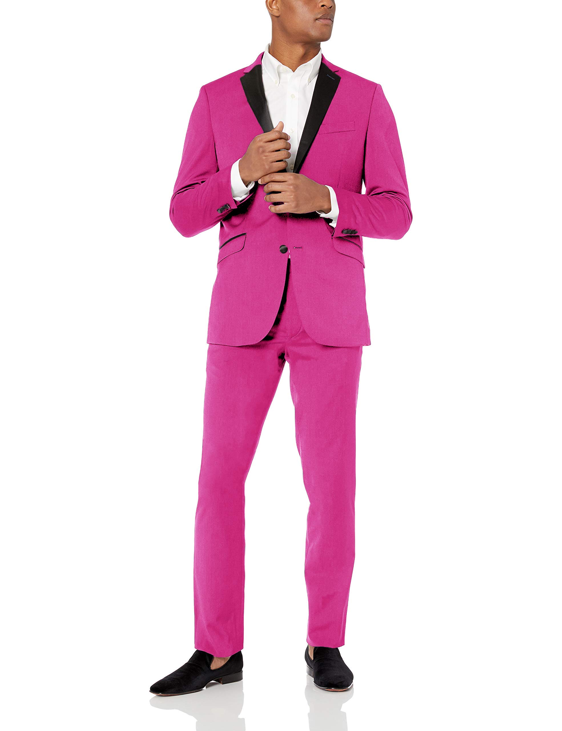 Hombre Traje de Hombre Slim Fit Traje de 2 Piezas Banquete de Boda de Negocios Casual Esmoquin con Solapa de Muesca Negra