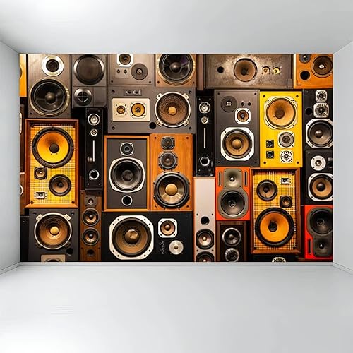 Miniatura 3 de Papel pintado 3D con altavoces retro, para entusiastas de la música, papel tapiz fotográfico para entusiastas de la música, espacio para inquilinos,