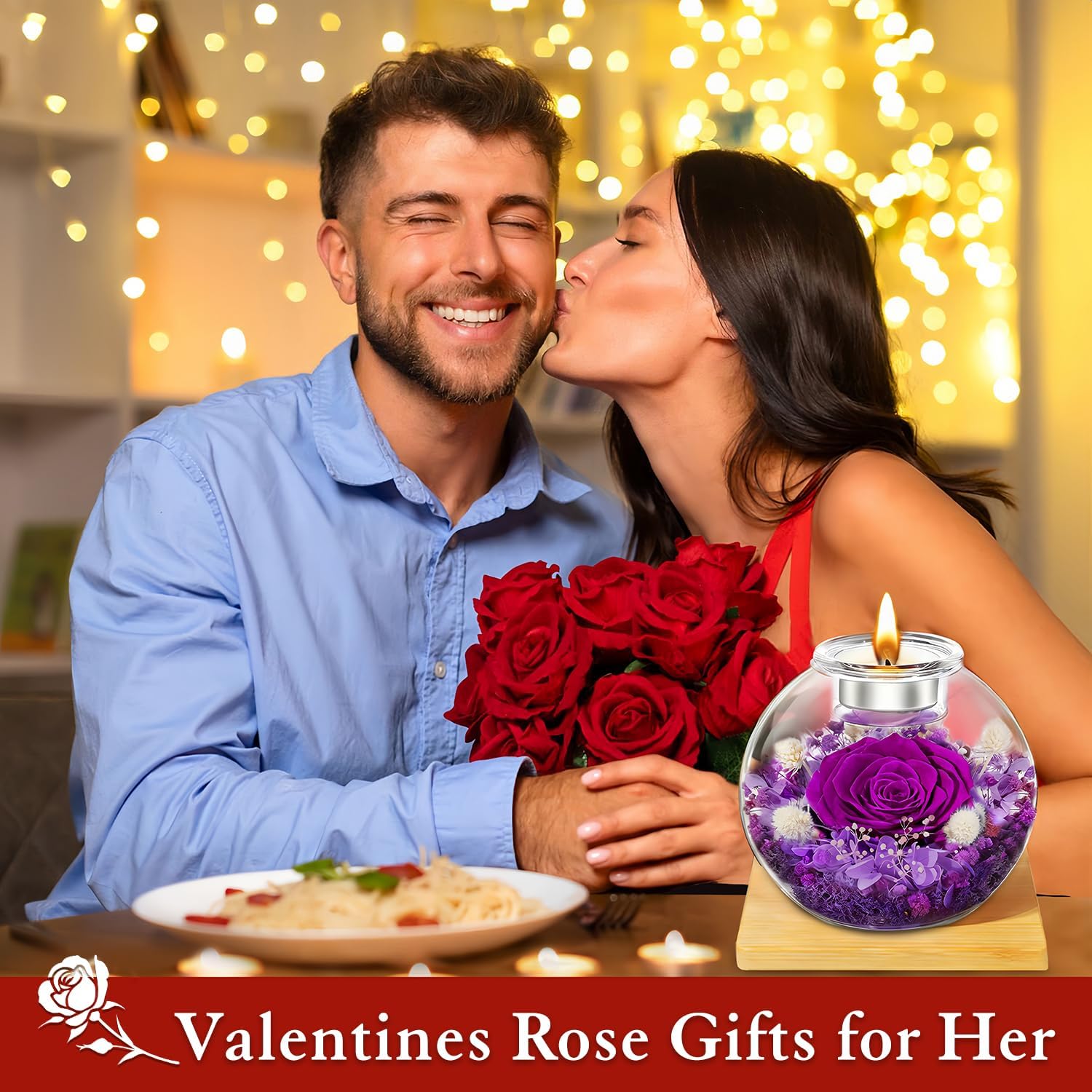 Valentines Day Rose Gifts for Her Birthday Gifts for Women Preserved Real Rose in Glass Dome with Scented Fresh Flowers for Delivery Mothers Day Anniversary Rose for Her Mom Grandma Girlfriend Wife - Image 2