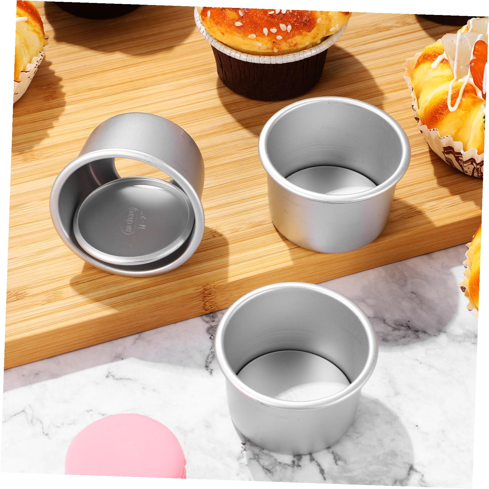 TOYANDONA 20 Piezas Moldes Redondos para Pasteles Fondo Desmontable Molde de Aluminio para Hornear con Superficie Antiadherente para Repostería y Chiffon Cake