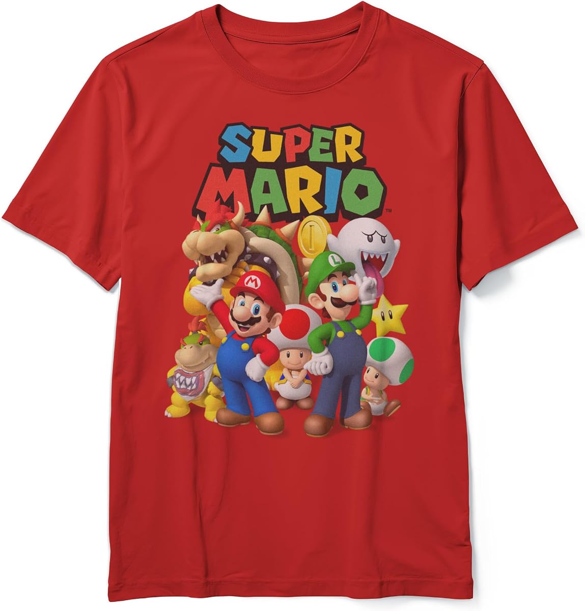 Nintendo Boys Super Mario Groupage Graphic Tee Mario Luigi Bowser Rojo