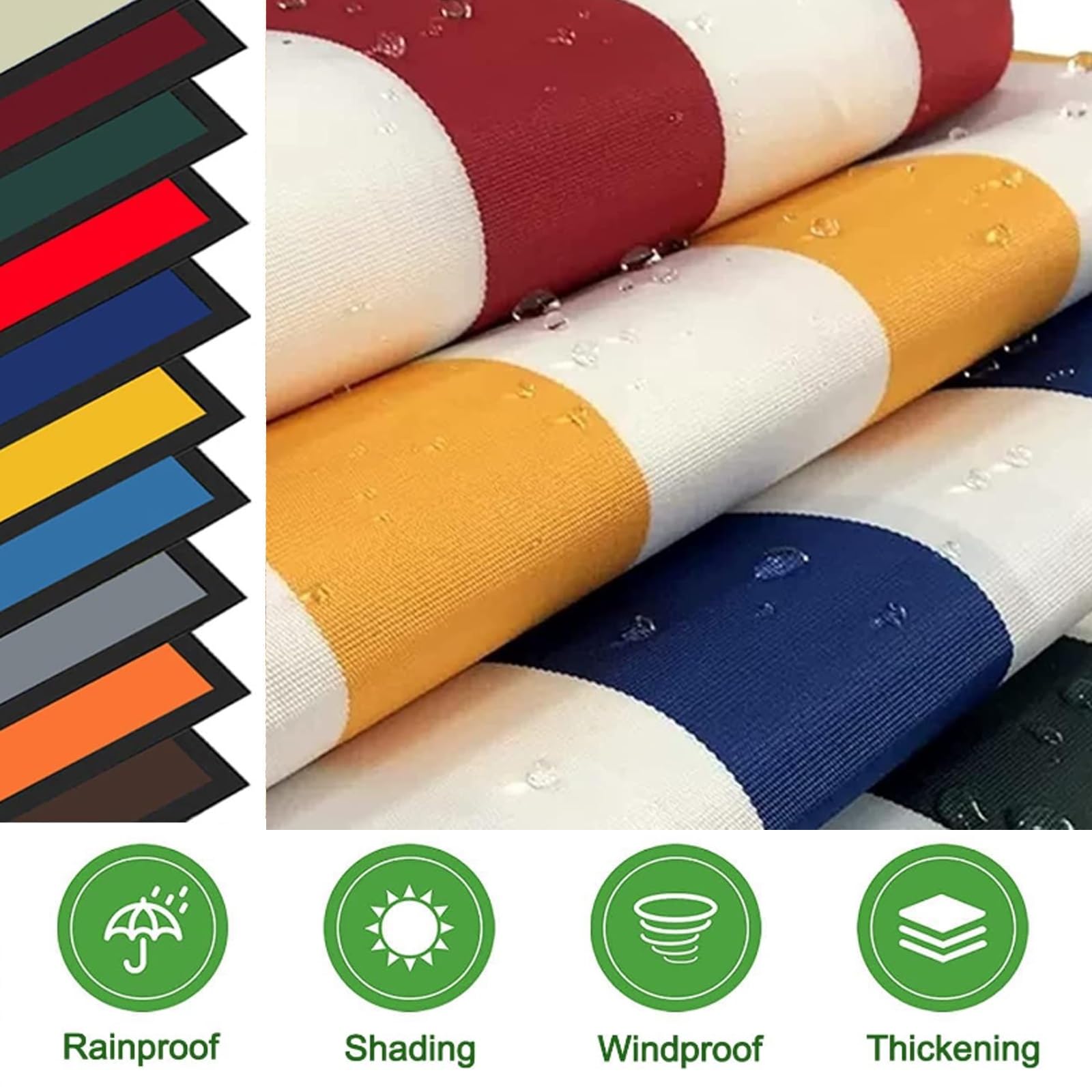 Tessuto di ricambio per tenda da patio retrattile manuale, protezione UV per giardino esterno, copertura per tenda da sole, per tenda da sole, per negozio, terrazza, cortile, balcone, senza telaio Tessuto di ricambio per tenda da patio retrattile manuale, protezione UV per giardino esterno, copertura per tenda da sole, per tenda da sole, per negozio, terrazza, cortile, balcone, senza telaio