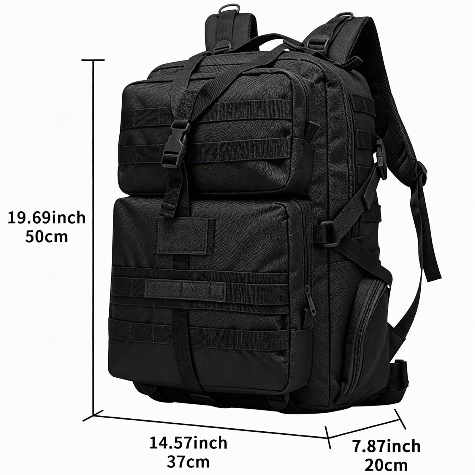 35L tattico militare zaino, Grande Esercito Assault Pack Molle Zaini Borsa per gli uomini, 3 giorni Pack Bug Out Bag Campeggio Trekking Zaino per la corsa esterna Arrampicata, Nero