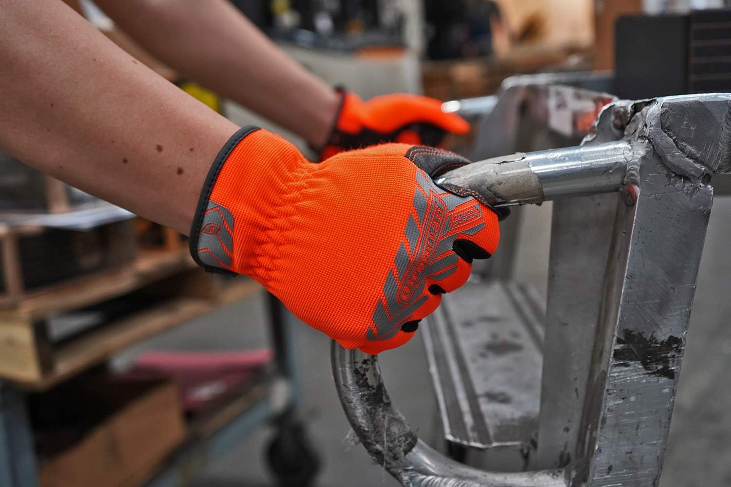 Ironclad Command Utility Work Gloves; Touch Screen Conductive Palm and Fingers, High Dexterity, Slip-On, Performance Fit, Machine Washable, Sized S, M, L, XL, XXL (1 Pair) (Small, Hi-Viz Orange)