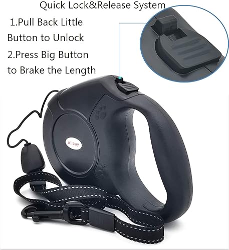 Miniatura 4 de Correa retráctil para perro de 26 pies, cable largo sin enredos de 360 para mascotas, mango antideslizante para perros pequeños, medianos y grandes,