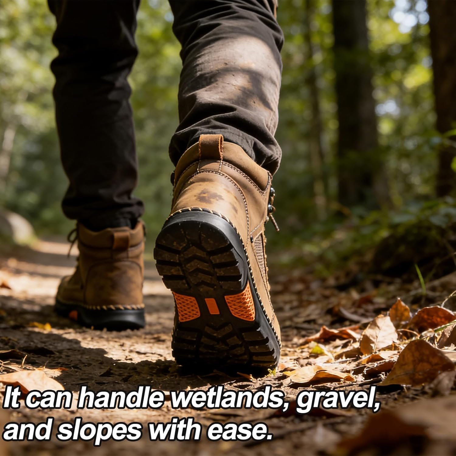 Men’s Boots Wide Comfortable Handmade Leather for Hiking, Working, Outdoor - Waterproof Non-slip Lightweight Breathable with Arch Support and Wide Toe Box - Image 2