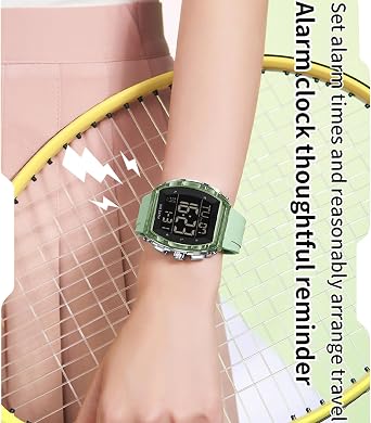 GBB Men's Digital Watch Tonneau Sport Wrist Watches Military Tactical Waterproof Square Watches with Big Number LED Alarm Men Watch Calendar Silicone Strap
