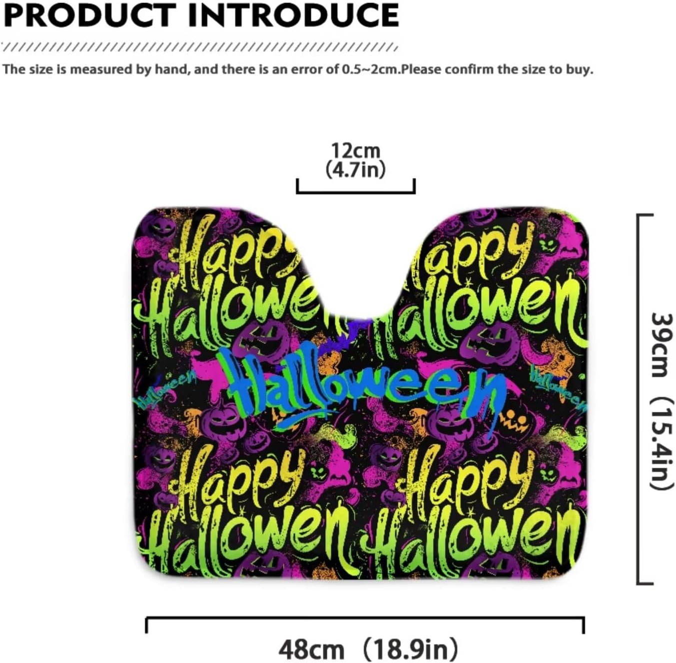 Halloween Graffiti U-Shaped Contour Toilet Rug Toilet Lid Cover Toilet Tank Covers Set, Thick Soft Non-Slip Bath Mats for Bathroom Halloween Decor for Shower Floor