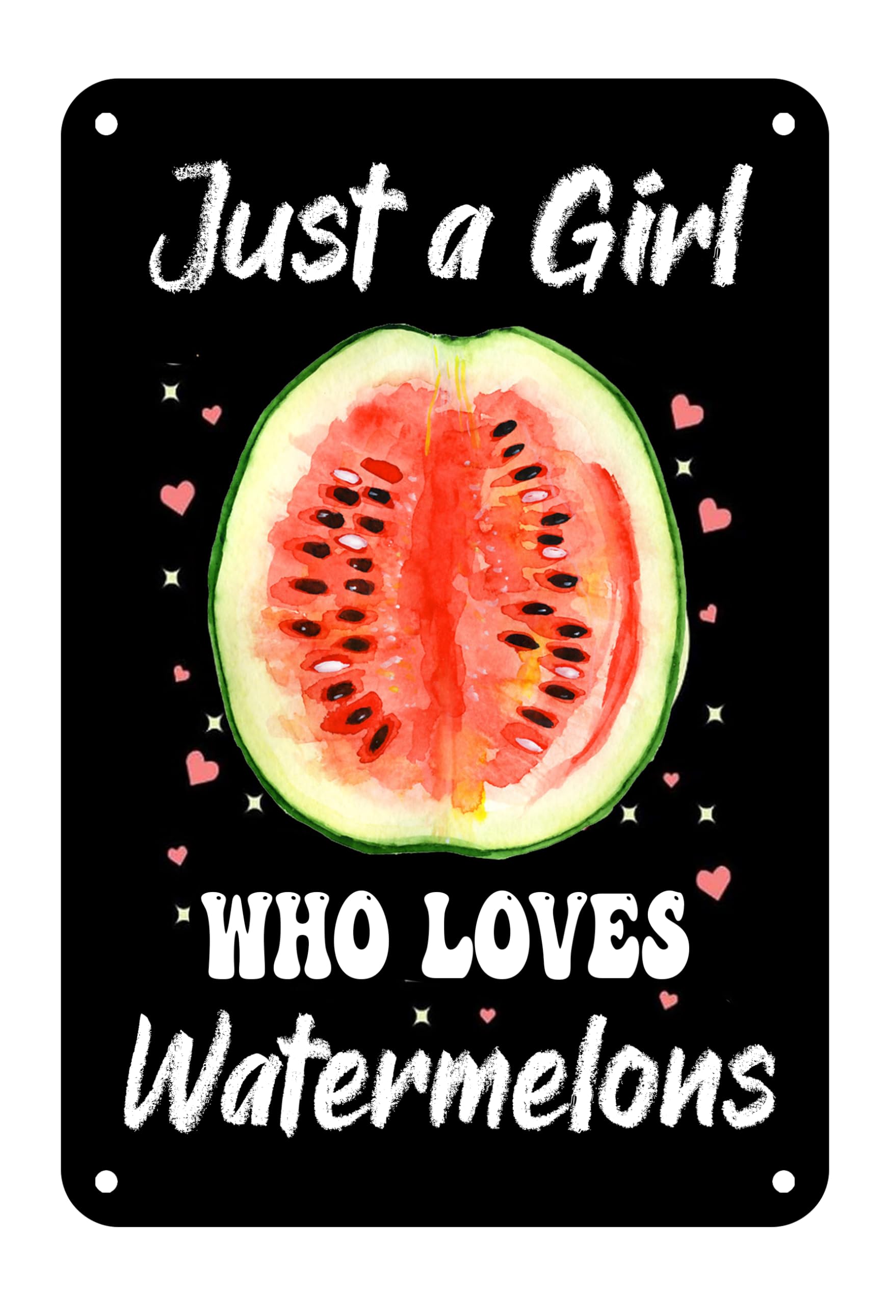 peiyeety Who Loves Watermelon Sign Tin Sign Vintage Black Summer Watermelon Metal Sign Wall Decor for Home Cafe Pubs Kitchen 8X12 Inch