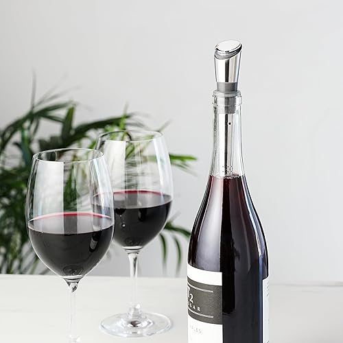 Miniatura 5 de Host Filtro de vino con tapón, purificador de vino de acero inoxidable para eliminar histaminas, sulfitos y suavizar taninos, incluye tapón con