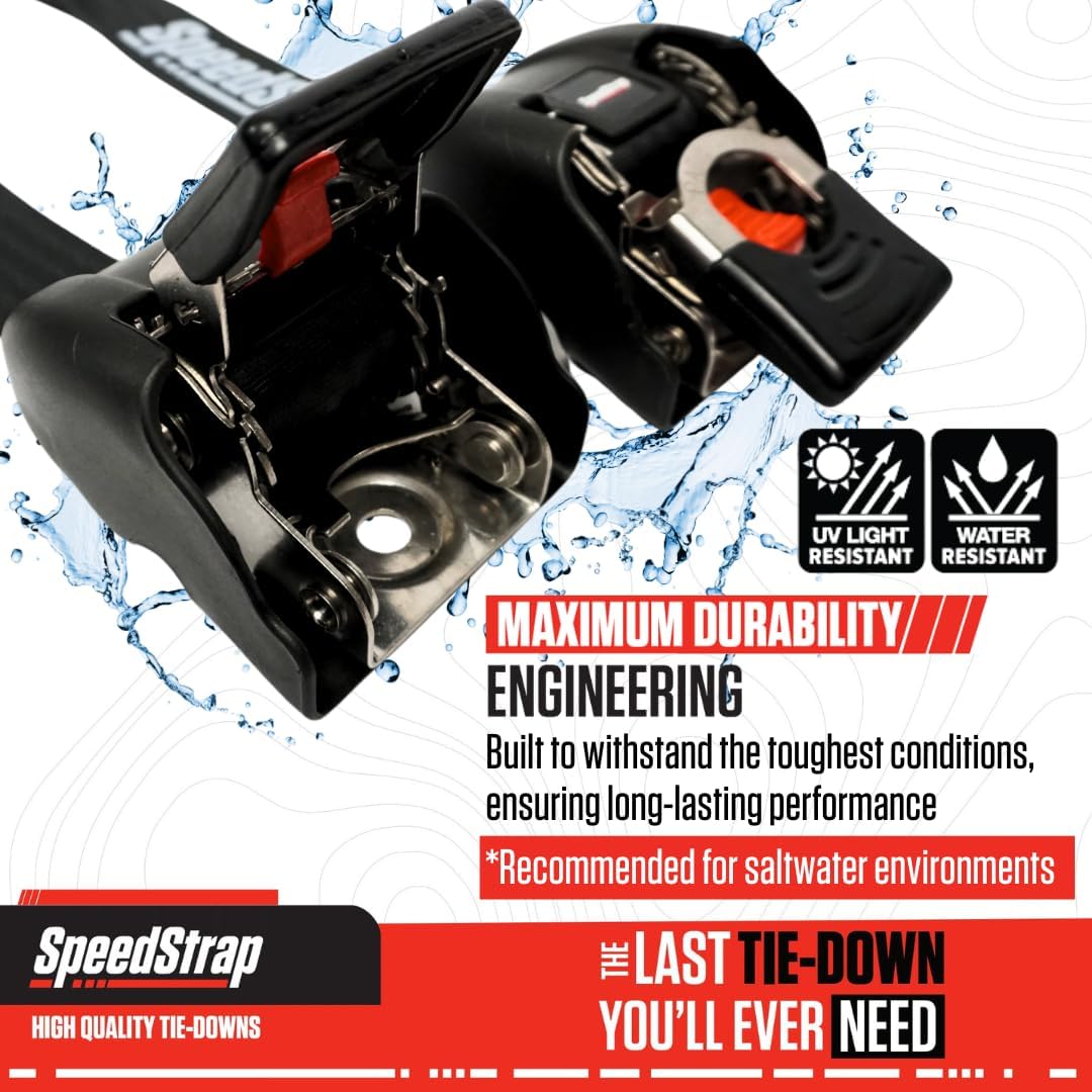 2" x 43" Retractable Marine Transom Tie-Down Straps with Snap S-Hooks - Heavy Duty Tie-Downs for Secure Transport - Universal Fit for Marine Vessels (2 Pack) (Stainless Steel - 1,800 lbs)