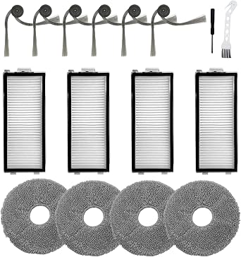 Replacement Parts for Roborock Saros Z70 Vacuum Cleaner, 16 Pack Accessories Kits 4 Filters, 4 Wipes, 6 Side Brushes,1 Cleaning Tool, 1 Screwdrivers
