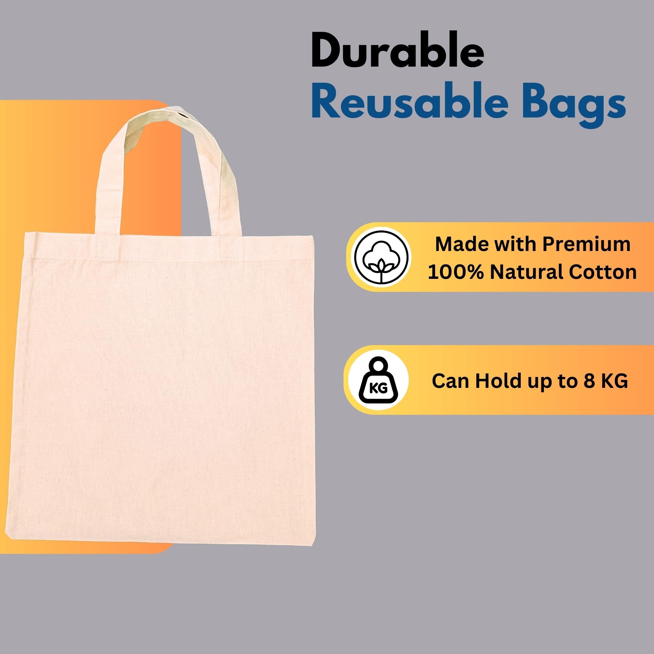 MINIMARG 100% Cotton Canvas Bags, Plain Tote Bags to Decorate - Image 3