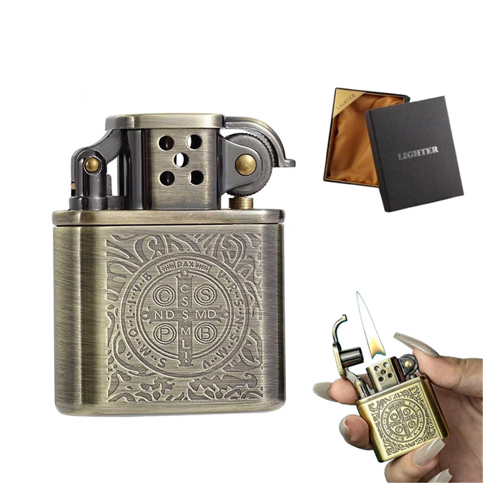 Encendedor de aceite antiguo de queroseno y cobre retro para hombre