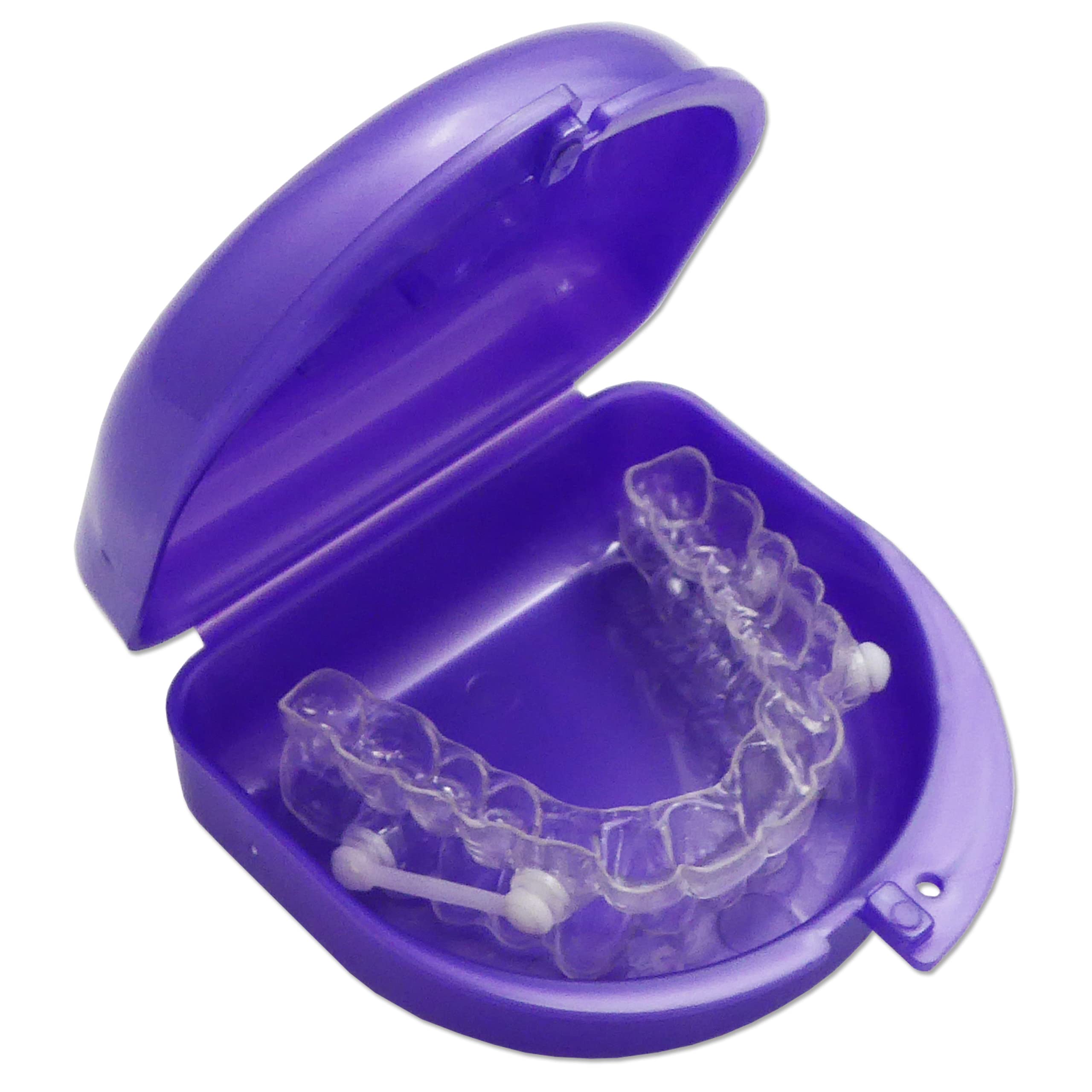 Fundas protectoras bucales para retenedores ortopédicos, aparatos dentales deportivos, dentaduras postizas (morado y verde)