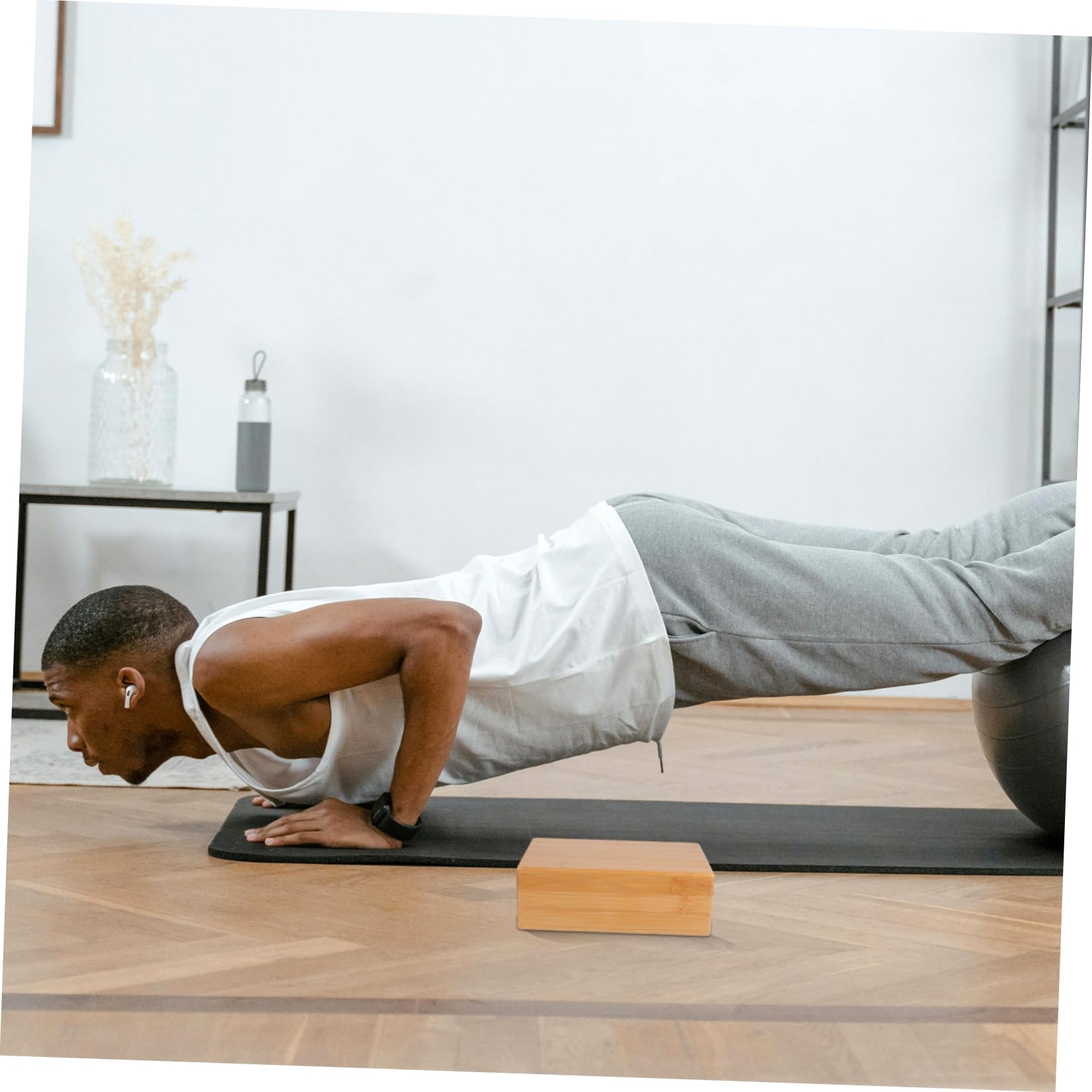 WOONEKY Bloque de Yoga y Superficie Lisa de Bambú Natural para Entrenamiento Seguro Adecuado para Ejercicio de Yoga y Fitness en Casa